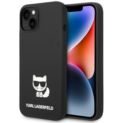 Husa pentru iPhone 15 Plus / iPhone 14 Plus - Karl Lagerfeld Silicone (KLHCP14MSLCTBK) - Choupette Body foto