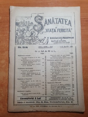 sanatatea si viata fericita 1-15 aprilie 1921-sanatatea femeii,copiilor,sociala foto