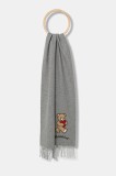 Moschino eșarfă de l&acirc;nă culoarea gri, cu imprimeu, M3330 30835
