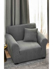 Husa de fotoliu marime S microfibra elastica gri deschis foto