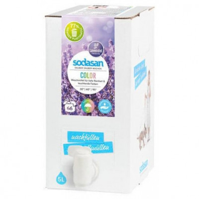 Detergent bio lichid rufe albe si color lavanda 5l Sodasan foto