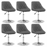 VidaXL Scaune de sufragerie pivotante, 6 buc, gri &icirc;nchis, catifea