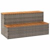 Treaptă Cadă Hidromasaj vidaXL, Poliratan Gri &amp; Salc&acirc;m, 100x50x50.5cm, Accesorii Piscine, Scări Spa, Rezistentă UV