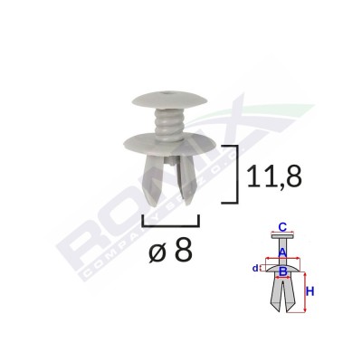 Clips Fixare Pentru Vw 8X11.8Mm - Gri Set 10 Buc 135295 C10028-RMX foto