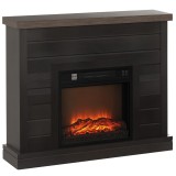 HOMCOM Șemineu Electric cu Flacără 3D, Oprire Automată, &Icirc;ncălzire Reglabilă și Temporizator, 96,5x22x81,7 cm, Maro | Aosom Romania