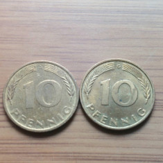 Moneda Germania 10 Pfennig 1994,1995 Luciu de batere