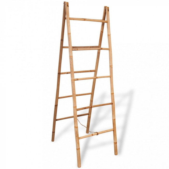 Scara dubla pentru prosoape cu 5 trepte din bambus 50 x 160 cm