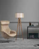 Cumpara ieftin Lampadar Tripod Yanık Lambader Silindir 15-3 Abajurlu Maro