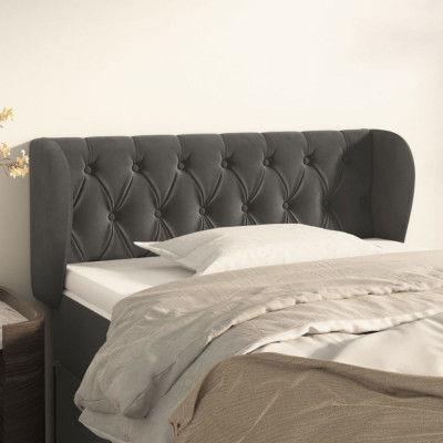 Tablie de pat cu aripioare gri &amp;icirc;nchis 93x23x78/88 cm catifea GartenMobel Dekor foto