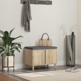 vidaXL Bancă pentru hol cu pernă cu ușă Stejar Sonoma 60 x 38 x 46 cm 891522