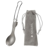 Spork Camping Pliabil Navaris, Titanium, 9.7 cm, gri, NAV0000381V001C