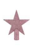 Stea decorativă pentru brad de Crăciun, sclipici, roz, 15 cm, plastic