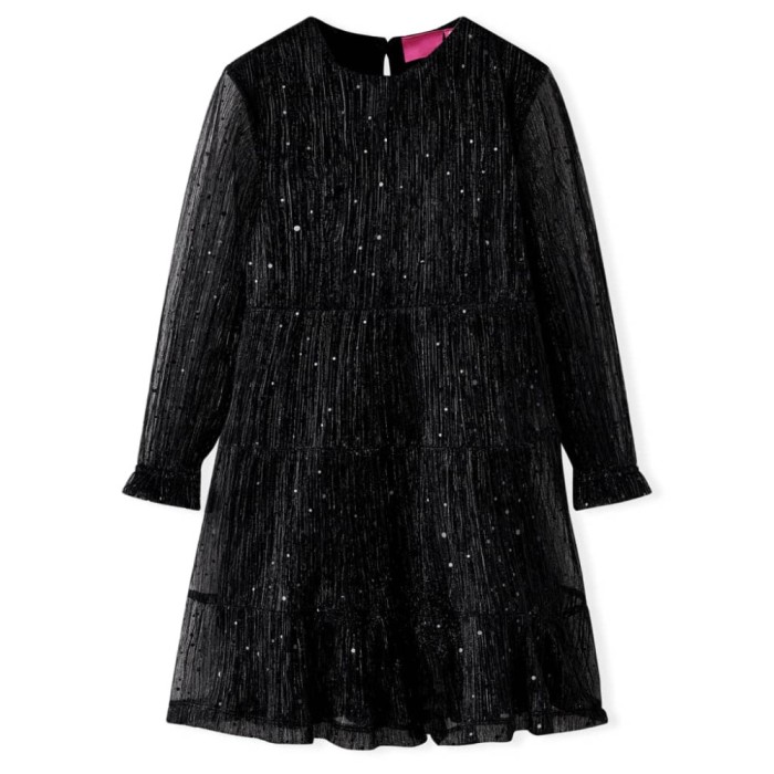 Rochie pentru copii cu m&acirc;neci lungi, negru, 104