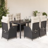 vidaXL Set mobilier de grădină cu perne, 7 piese, negru, poliratan 3213062