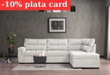 Coltar extensibil Cansas-Prime, 300x230cm, catifea crem, lada depozitare + taburet inclus