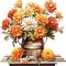 Sticker decorativ, Flori Crizanteme, Portocaliu, 62 cm, 1363STK-8