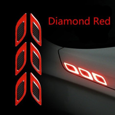 Sticker reflectorizant DIAMOND cu insertie Carbon 5D - ROSU (set 2 buc)