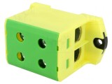 Conector &Icirc;mbinare Șine 6-95mm2 1 Pistă 4 Borne Galben-Verde