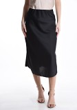 Cumpara ieftin Fusta midi din satin cu elastic diferite culori - Negru
