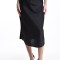 Fusta midi din satin cu elastic diferite culori - Negru