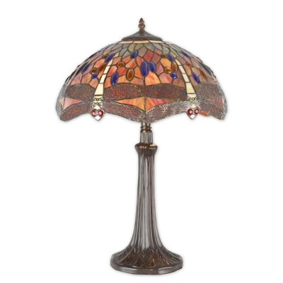 Lampa mare Tiffany din bronz cu decoratiuni portocalii TA-16 foto