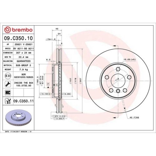 Set disc frana BMW 1 (F40) 07.19-, 2 Active Tourer (F45) 11.13-10.21, 2 Active Tourer (U06) 11.21-, 2 Active Tourer Van (F45) 11.13-10.21, 2 Gran Cou