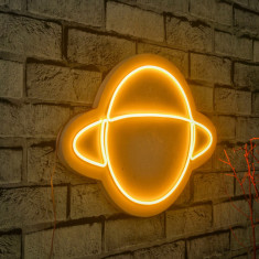 Decoratiune luminoasa LED, Saturn, Benzi flexibile de neon, DC 12 V, Galben