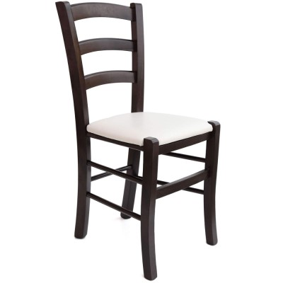 Scaun Paesana - cadru wenge - imitatie piele crem - 21834 foto