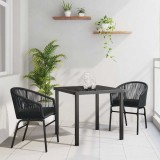 vidaXL Set de masă pentru grădină 3 pcs Negru Rattan poli
