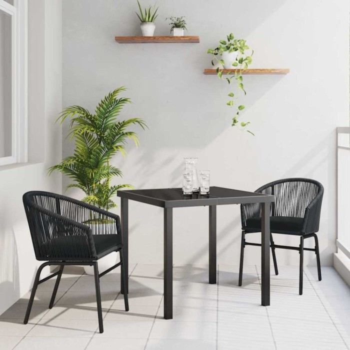 vidaXL Set de masă pentru grădină 3 pcs Negru Rattan poli 3379345