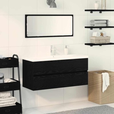vidaXL Dulap cu Chiuvetă Stejar negru 100 x 39 x 62 cm Lemn compozit 3333140 foto