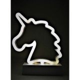 Decoratiune luminoasa cu baterii unicorn 25 cm alb rece
