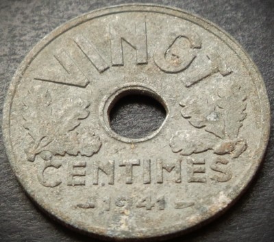 Moneda istorica (VINGT) 20 CENTIMES - FRANTA, anul 1941 * cod 4604 foto