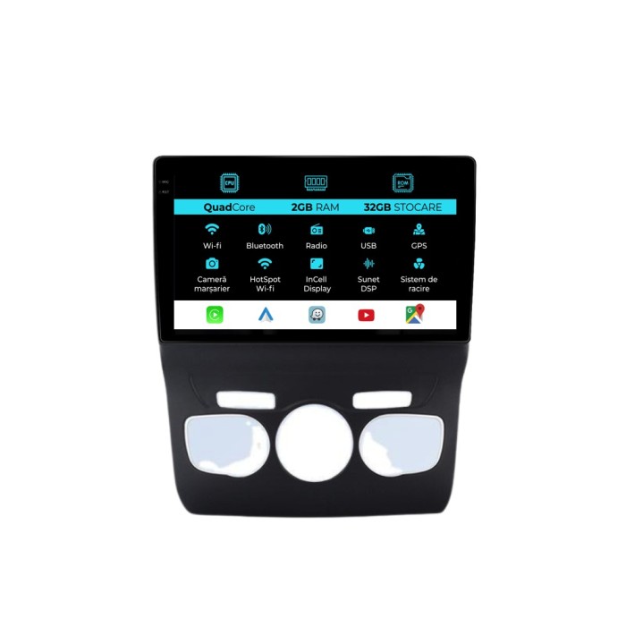 Navigatie Dedicata Citroen C4L (2013-2016), 9Inch, 2Gb Ram, 32Gb Stocare, Carplay