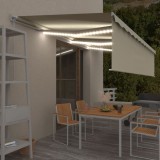 VidaXL Copertină retractabilă manual cu stor&amp;LED, crem, 6x3 m