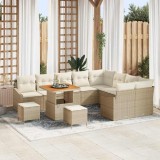 VidaXL Set de canapele pentru grădină cu pernă 12 pcs Bej Rattan poli