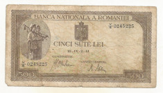 ROMANIA 500 LEI 1941 [22] filigran vertical foto
