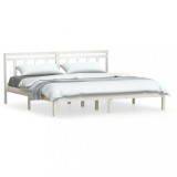 Cumpara ieftin Cadru de pat, alb, 200x200 cm, lemn masiv de pin