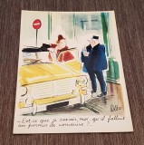 Carte Poștală Umoristică Vintage 1960 &ndash; Polițist și Șofer, Ilustrație Tetsu