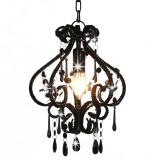 Cumpara ieftin Candelabru cu margele, negru, rotund, E14