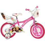 Cumpara ieftin Bicicleta Copii Dino Bikes 16 inch Barbie, Cadru Otel, Roti Ajutatoare Detasabile, Varsta 6-8 ani