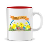 Cana personalizata pentru Paste, Happy Easter cu pui de gaina