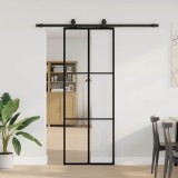 VidaXL Ușă glisantă cu set de feronerie neagră 76x205 cm Sticlă ESG