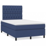 Cumpara ieftin Pat box spring cu saltea, albastru, 120x200 cm, textil