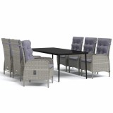Cumpara ieftin Set de servit masa pentru gradina, 7 piese, gri si negru