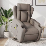 VidaXL Fotoliu rabatabil de masaj cu ridicare, gri taupe, textil