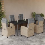 VidaXL Set mobilier pentru grădină, 7 piese, cu perne, bej, poliratan