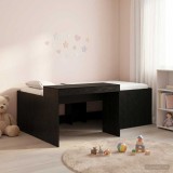 Cumpara ieftin Cadru de Pat Inalt pentru Copii cu Birou Negru 75 x 190 cm