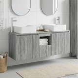 Cumpara ieftin Set dulap baie 3 buc. Sonoma gri 135 x 35 x 80 cm