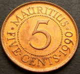 Moneda exotica 5 CENTI - MAURITIUS, anul 1990 * cod 2981 = A.UNC